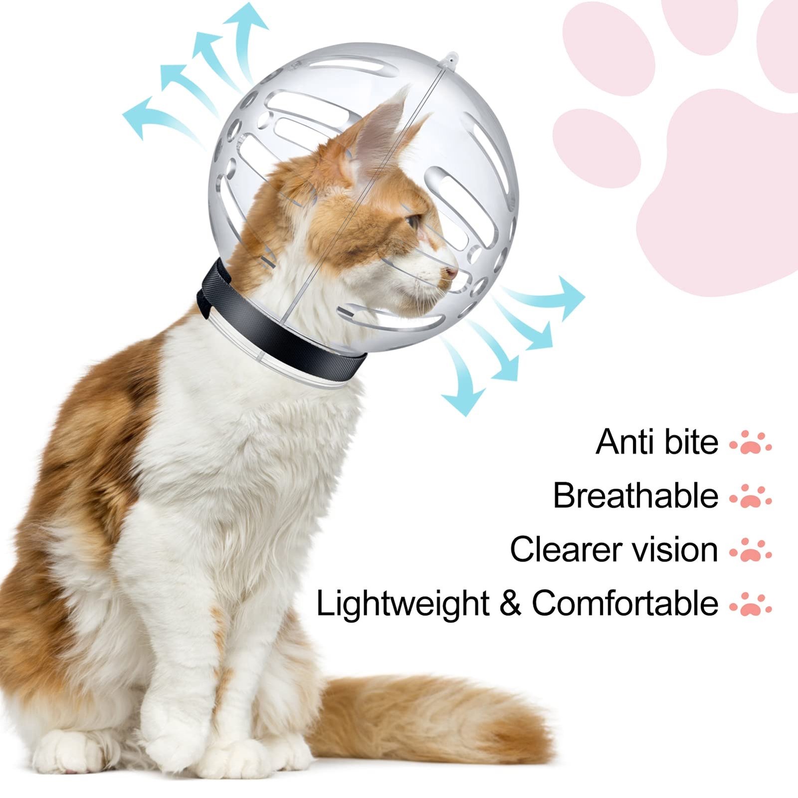 Cat Muzzle Hood For Cats For Grooming & Bathing, Breathable Anti-Bite